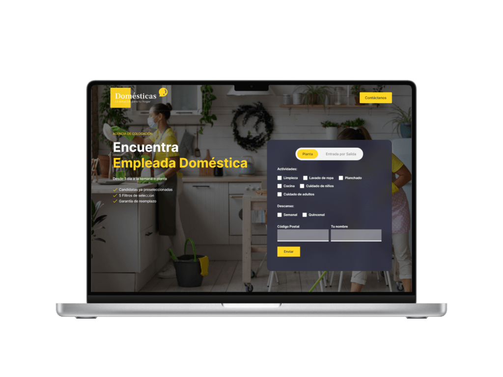 Diseño web en Monterrey para plataforma de contratación de empleadas domésticas, creado por Edson Rosales