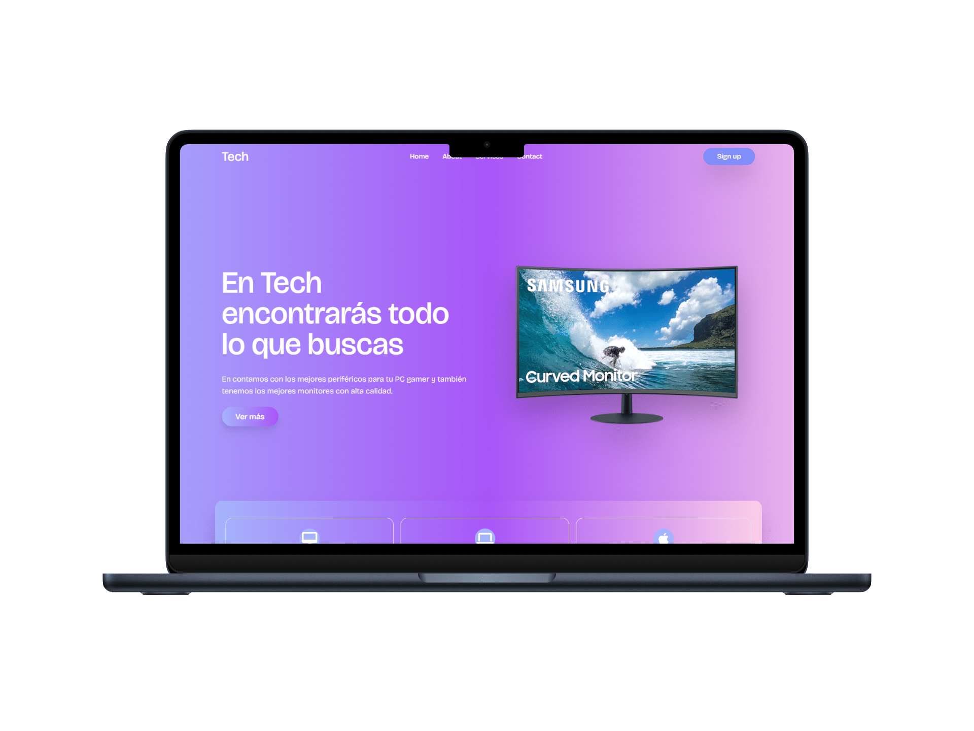Diseño de página web moderna y responsiva para tienda de tecnología. Proyecto realizado en Monterrey con enfoque en experiencia de usuario y diseño atractivo.