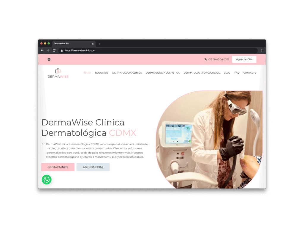 Página web profesional para clínica dermatológica en CDMX - Dermawise Clinic